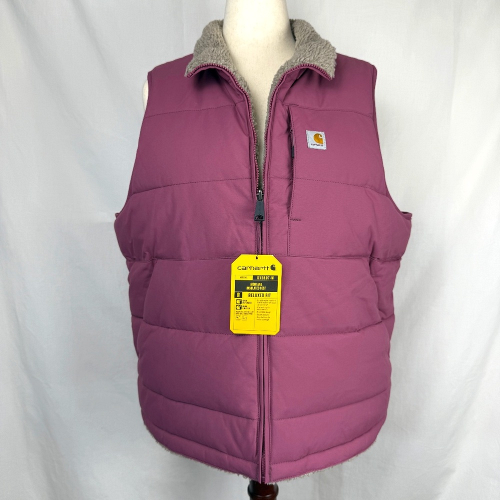 NWT Carhartt Montana HUCKLEBERRY Vest Sherpa Lined Size XL RARE Color Reversible